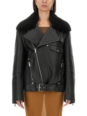 SAINT LAURENT Leather Biker Jacket - Size 40