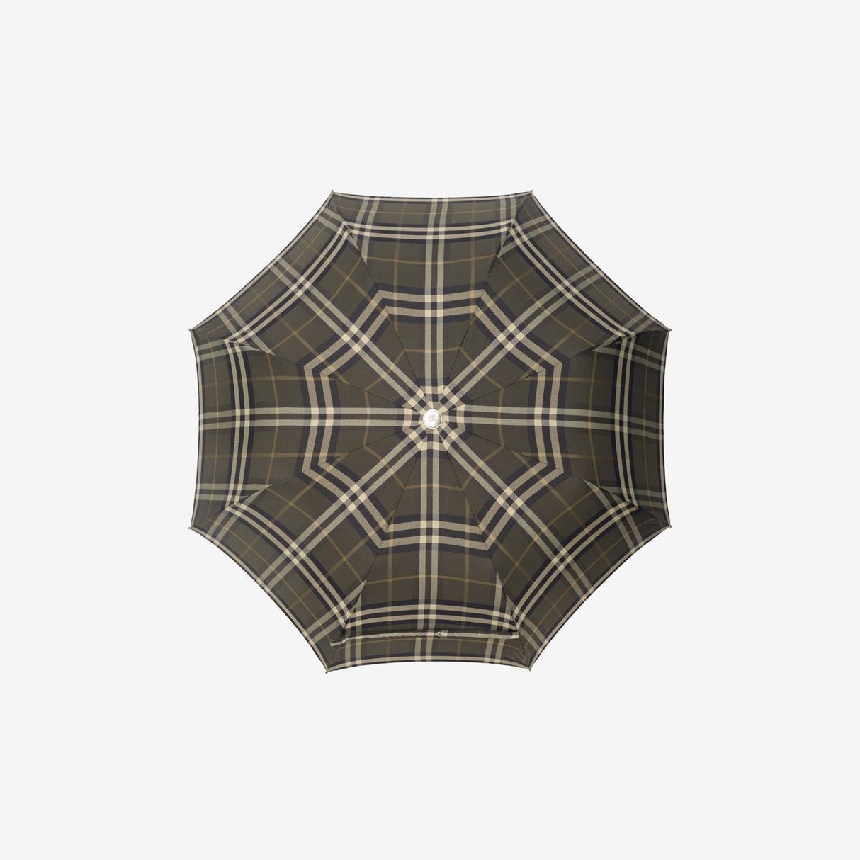 BURBERRY Stylish Check Print Compact Umbrella with Wooden Handle and Matching Handbag