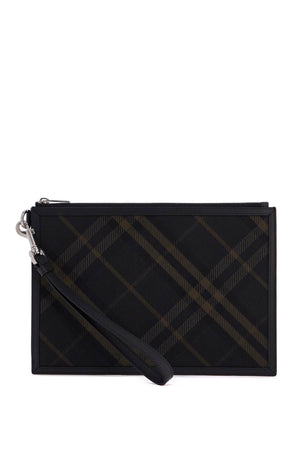 BURBERRY ERED\N\NCHECKERED COATED CANVAS Pouch Handbag Handbag