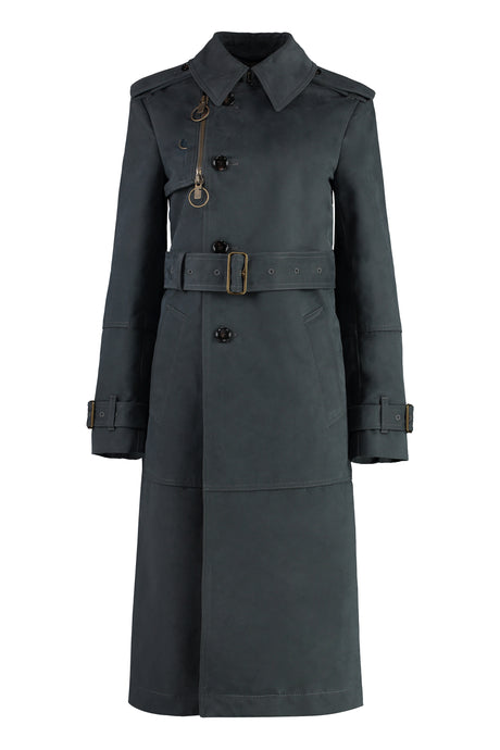 BURBERRY Long Ash-Colored Cotton and Nylon Trench Jacket for Women