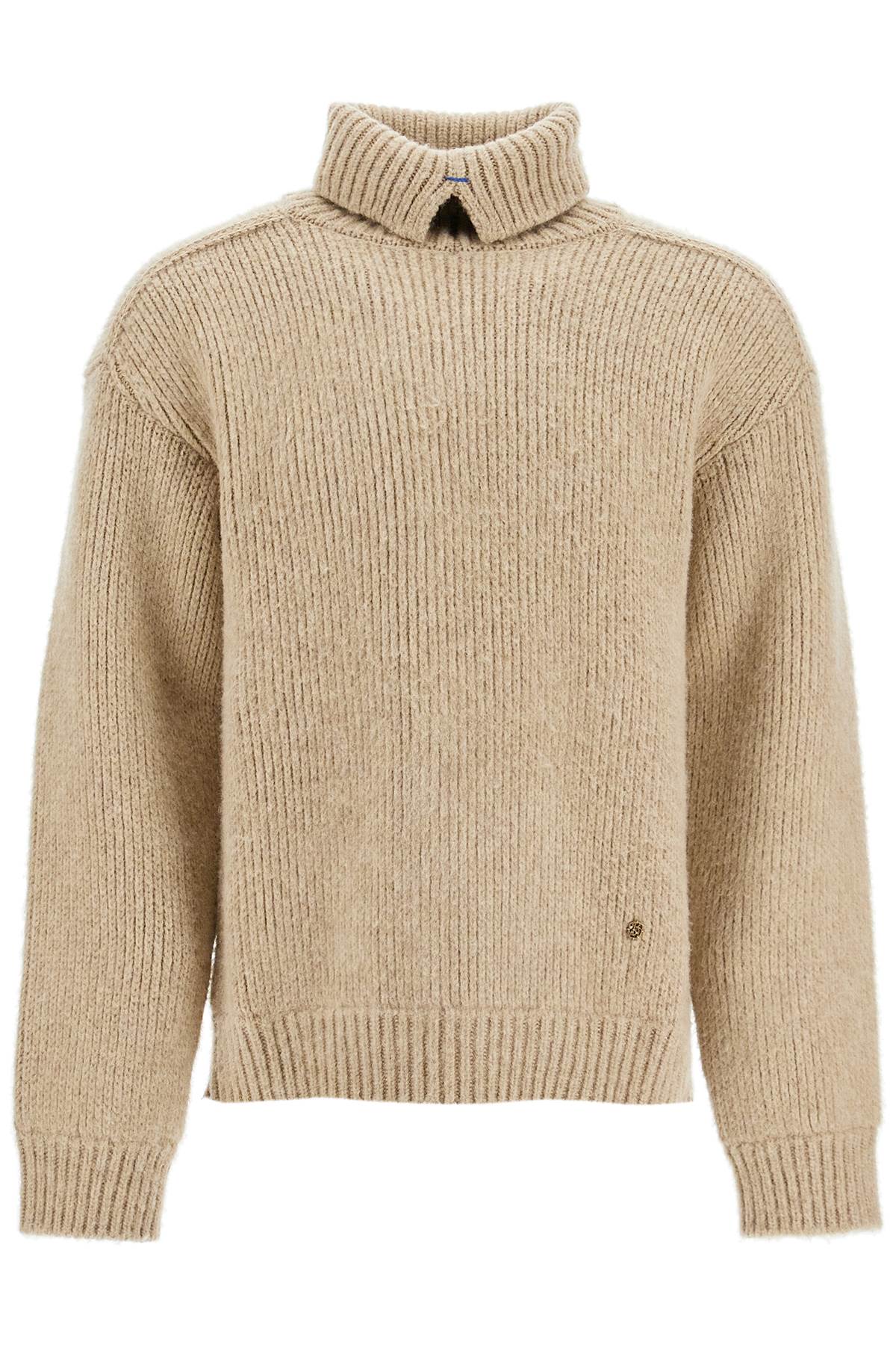 BURBERRY High-Neck Relaxed Fit Wool and Cashmere Pullover Sweater - Size L