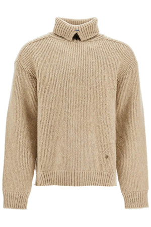 BURBERRY High-Neck Relaxed Fit Wool and Cashmere Pullover Sweater - Size L