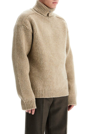 BURBERRY High-Neck Relaxed Fit Wool and Cashmere Pullover Sweater - Size L