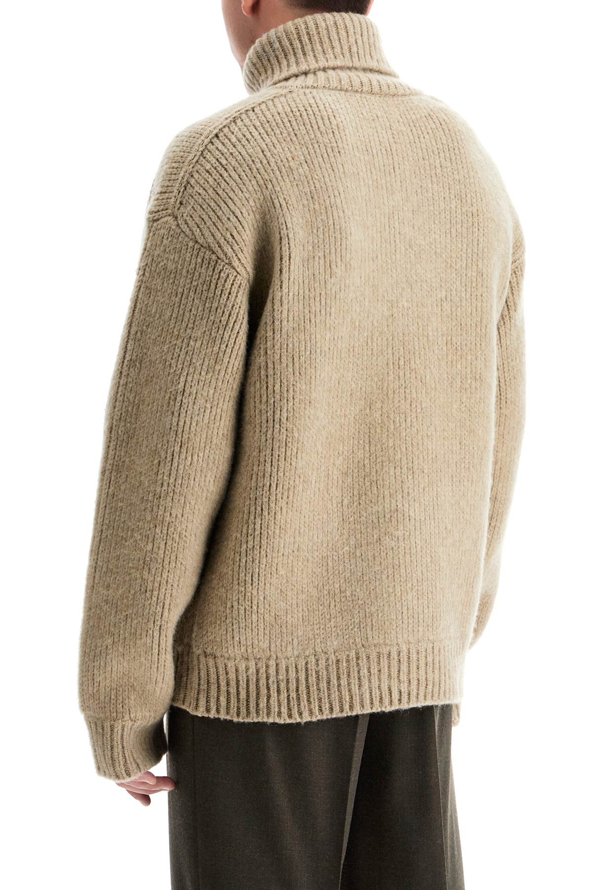 BURBERRY High-Neck Relaxed Fit Wool and Cashmere Pullover Sweater - Size L