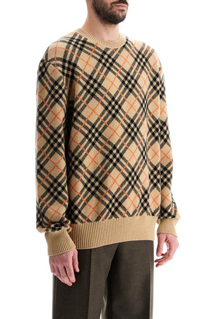 BURBERRY Oversized Cashmere Check Crewneck Sweater - Size L