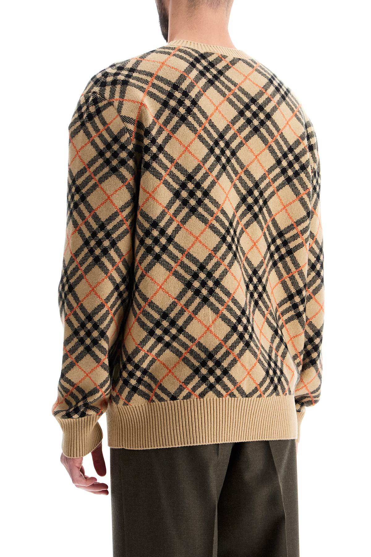 BURBERRY Oversized Cashmere Check Crewneck Sweater - Size L