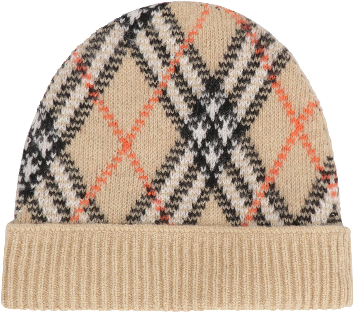 BURBERRY Check Pattern Cashmere Bonnet