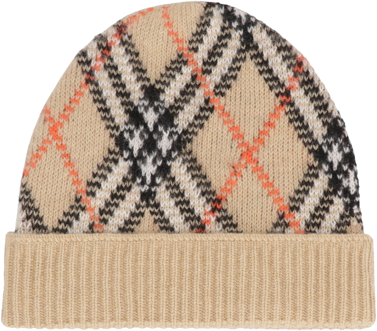 BURBERRY Check Pattern Cashmere Bonnet