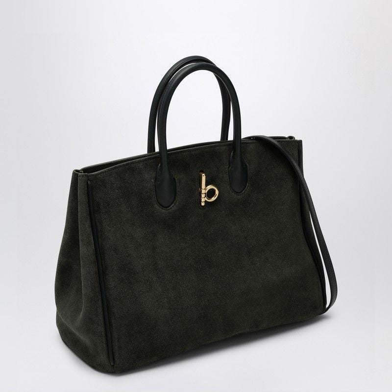 BURBERRY Medium Suede Equestrian Tote Handbag