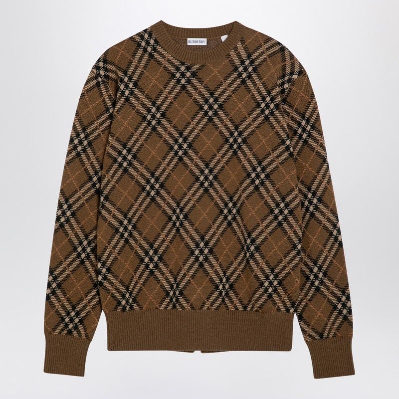 BURBERRY Check Pattern Wool-Mohair Blend Jumper