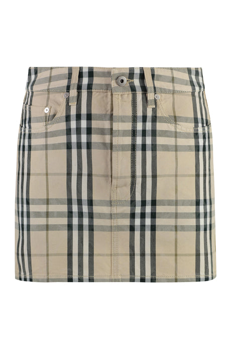 BURBERRY Chic Cotton Mini Skirt with Check Motif