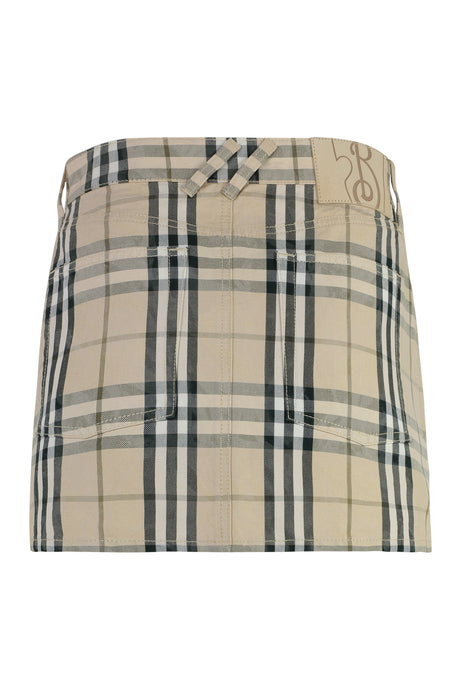 BURBERRY Chic Cotton Mini Skirt with Check Motif