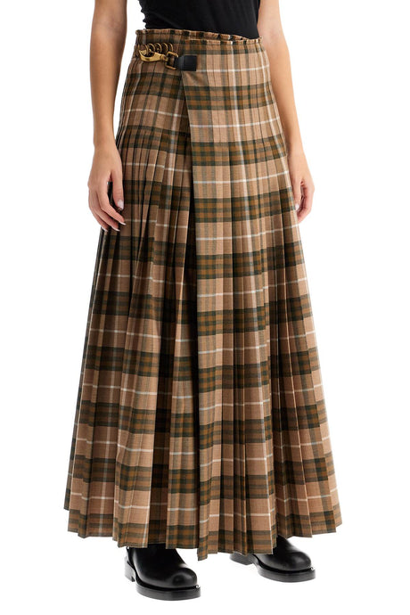 BURBERRY High-Waisted Wool Blend Maxi Kilt Skirt