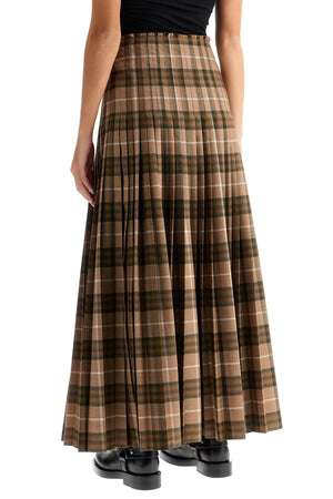 BURBERRY High-Waisted Wool Blend Maxi Kilt Skirt