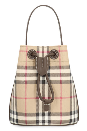 BURBERRY Elegant Check Mini Bucket Handbag