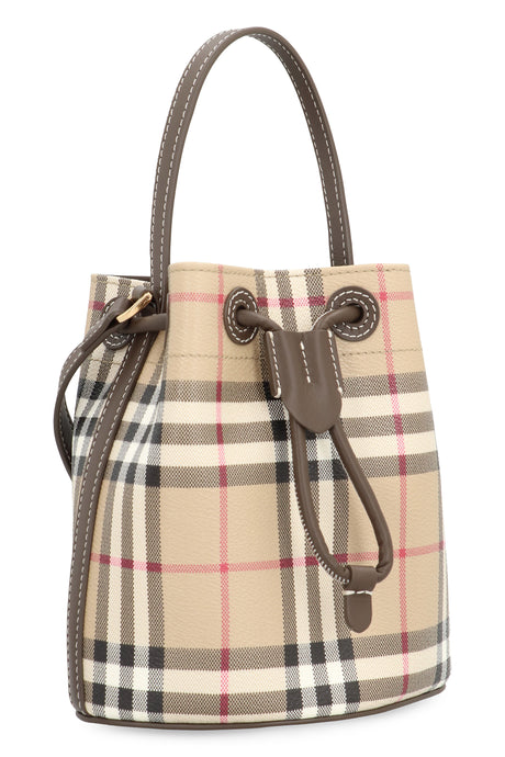 BURBERRY Elegant Check Mini Bucket Handbag