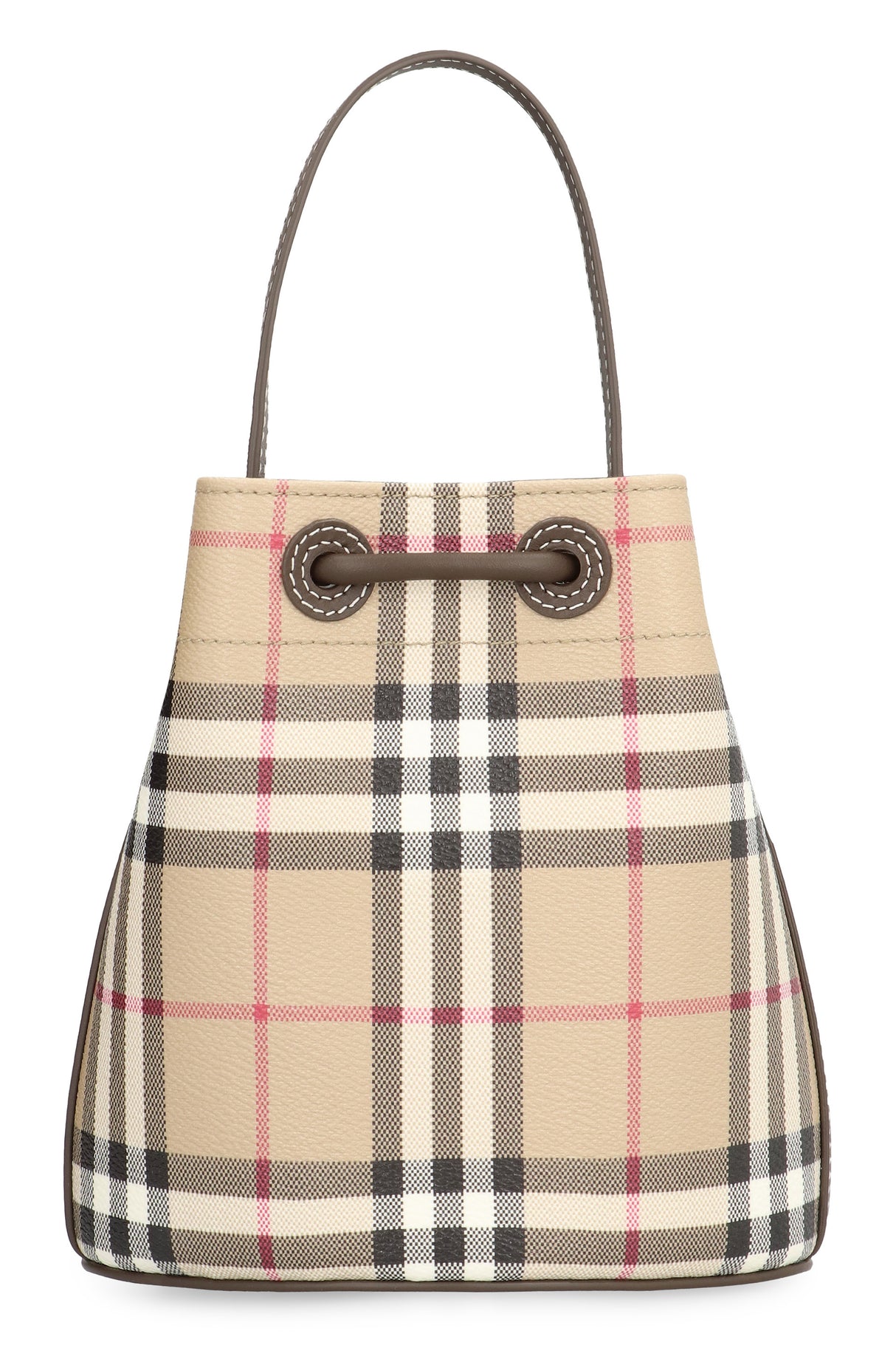 BURBERRY Elegant Check Mini Bucket Handbag