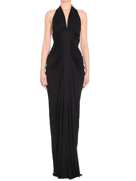 SAINT LAURENT Halter V Neck Long Dress