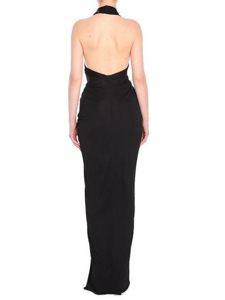 SAINT LAURENT Halter V Neck Long Dress