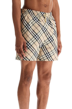 BURBERRY Men's Bermuda Beach Shorts with Drawstring Waist