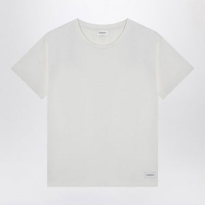 SAINT LAURENT  WHITE T-SHIRT WITH LOGO PATCH