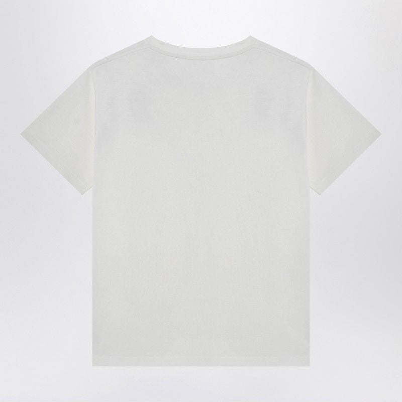 SAINT LAURENT  WHITE T-SHIRT WITH LOGO PATCH