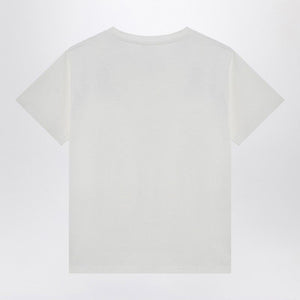 SAINT LAURENT  WHITE T-SHIRT WITH LOGO PATCH