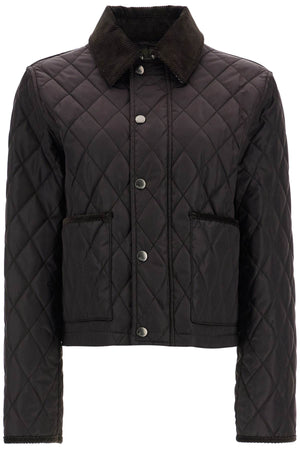 BURBERRY Mini Quilted Nylon Cropped Jacket with Velvet Collar