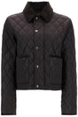 BURBERRY Mini Quilted Nylon Cropped Jacket with Velvet Collar