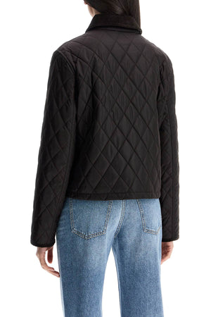 BURBERRY Mini Quilted Nylon Cropped Jacket with Velvet Collar