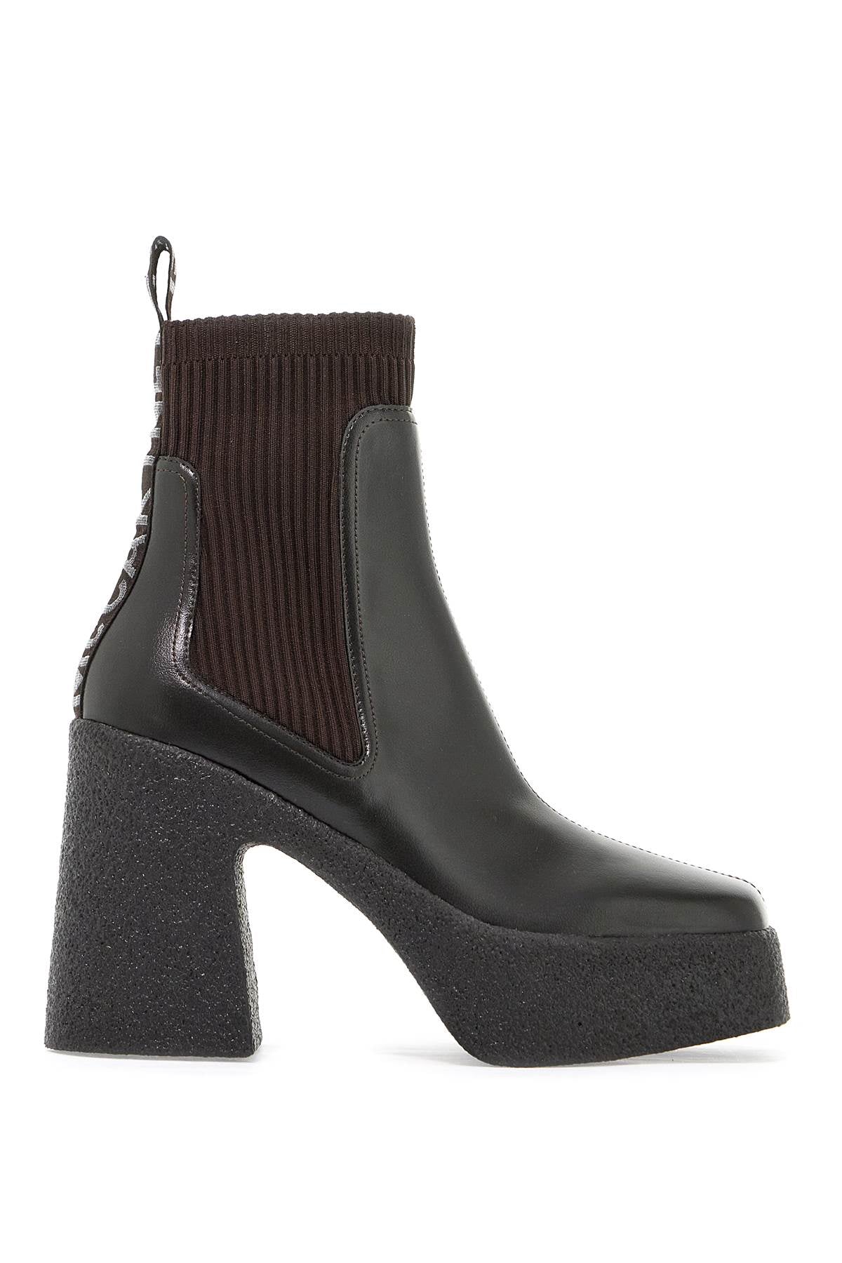 STELLA MCCARTNEY Chic Knit-Top Heeled Ankle Boots