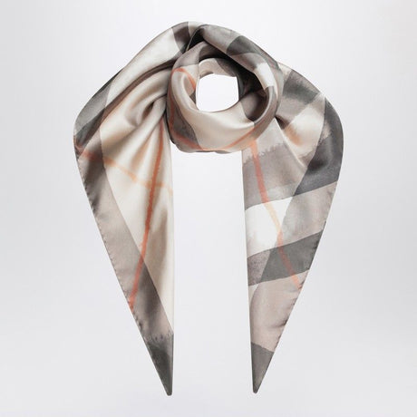 BURBERRY Silk Scarf with Watercolor Effect Check Pattern