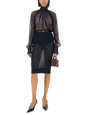 SAINT LAURENT Women's Elegant Knit Pencil Skirt - Size S