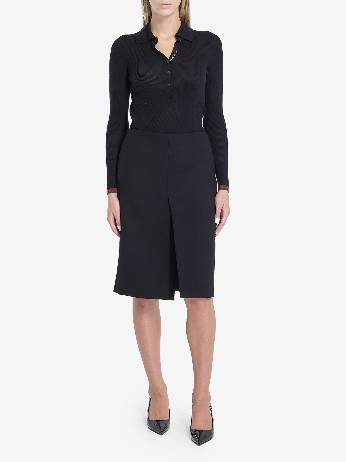 GUCCI Chic Wool Crepe Skirt with Back Slit Hem