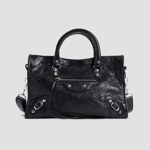 BALENCIAGA Elegant City Mini Handbag - Black Calf Leather, 30x19x10 cm