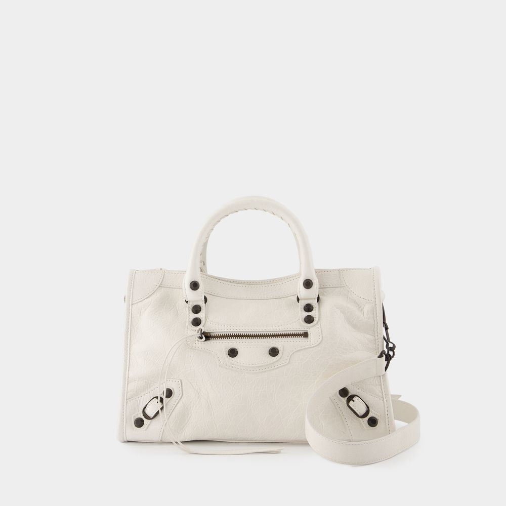 BALENCIAGA Elegant Mini City Purse in Classic White