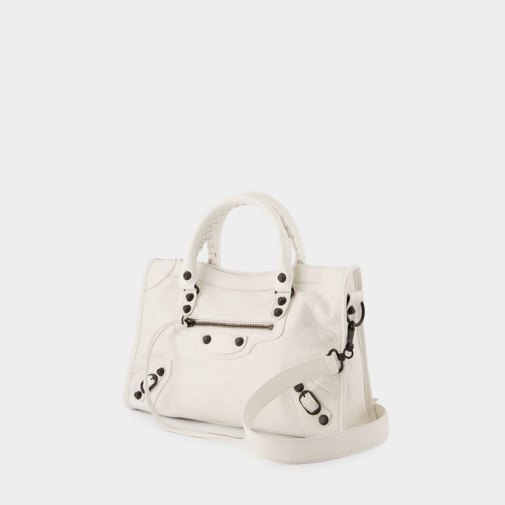 BALENCIAGA Elegant Mini City Purse in Classic White