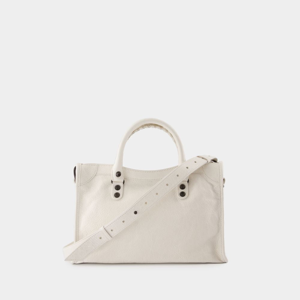 BALENCIAGA Elegant Mini City Purse in Classic White