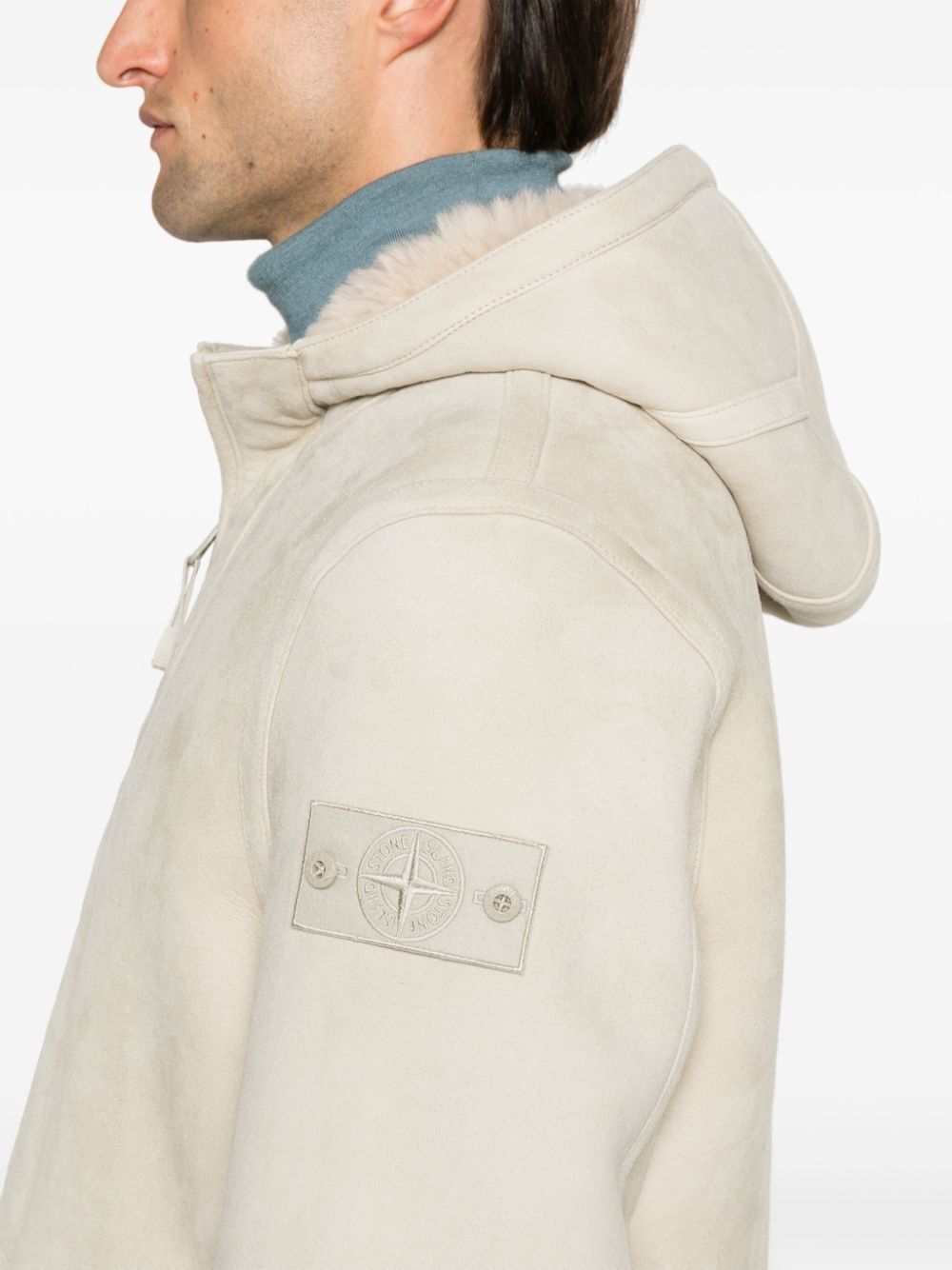 STONE ISLAND Suede Hooded Jacket for Men - Fall/Winter 2024