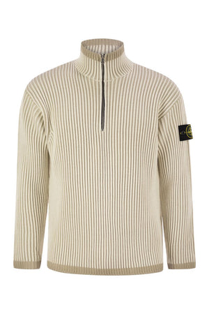 STONE ISLAND Men's Half-Zip Rib Knit Wool Jumper