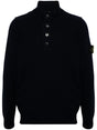 STONE ISLAND Navy Blue Wool Blend Knit Sweater