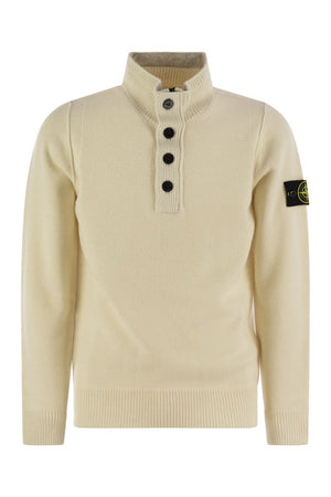 STONE ISLAND Refined Wool-Blend Buttoned Turtleneck Sweater