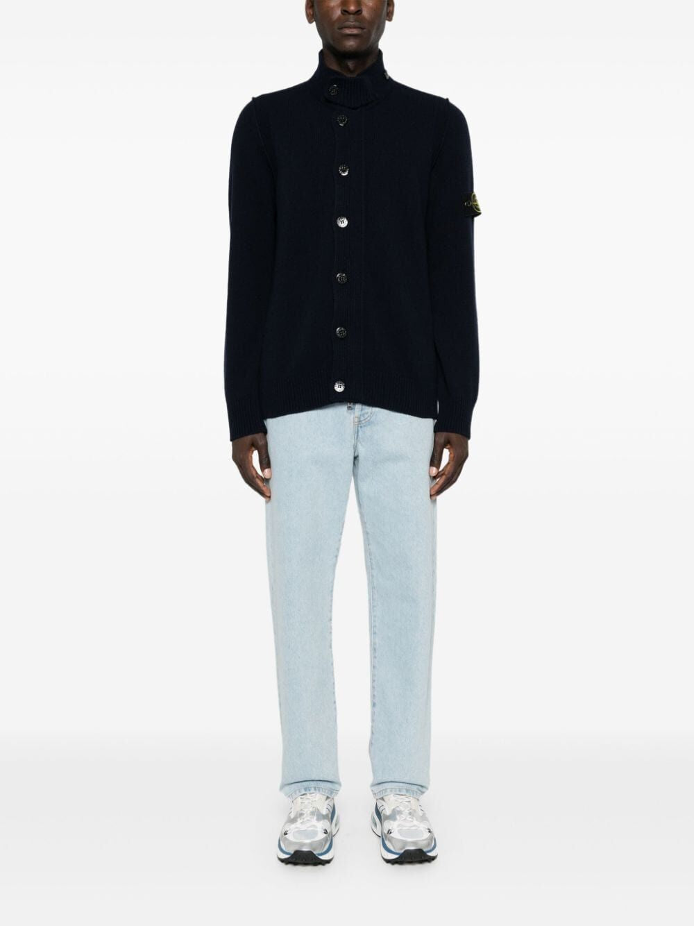 STONE ISLAND Elevated Wool-Blend High Neck Cardigan