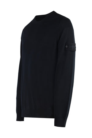 STONE ISLAND Men's Virgin Wool Crew-Neck Sweater with Removable Logo Patch