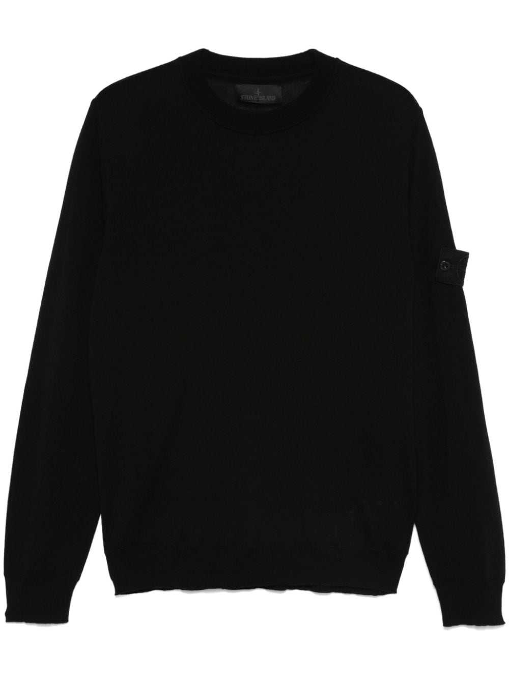 STONE ISLAND Men's Ghost Line Black Wool Crew-Neck Pullover