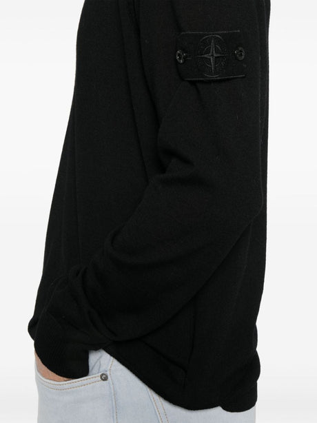 STONE ISLAND Men's Ghost Line Black Wool Crew-Neck Pullover