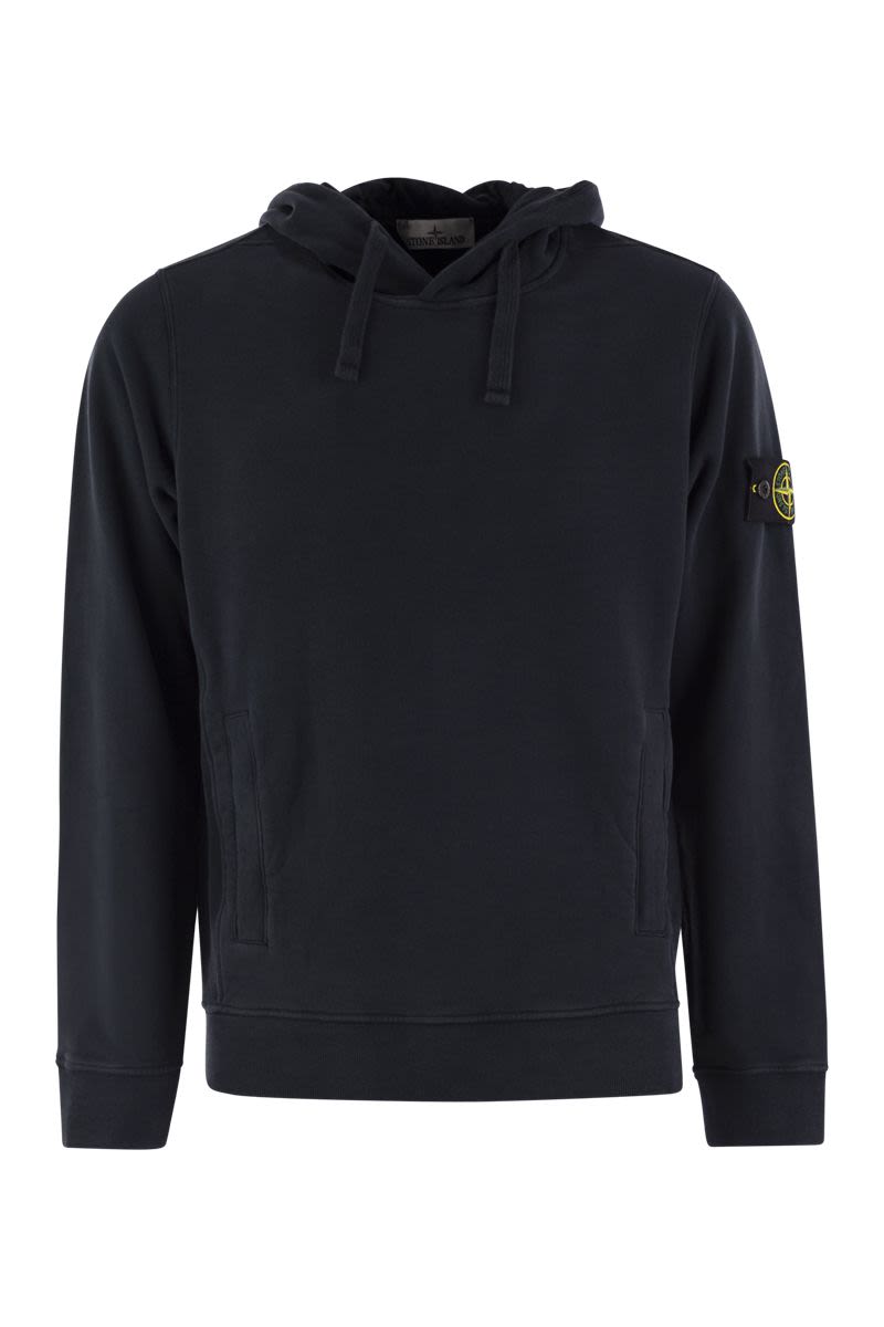 STONE ISLAND Urban Cotton Hoodie with Iconic Badge