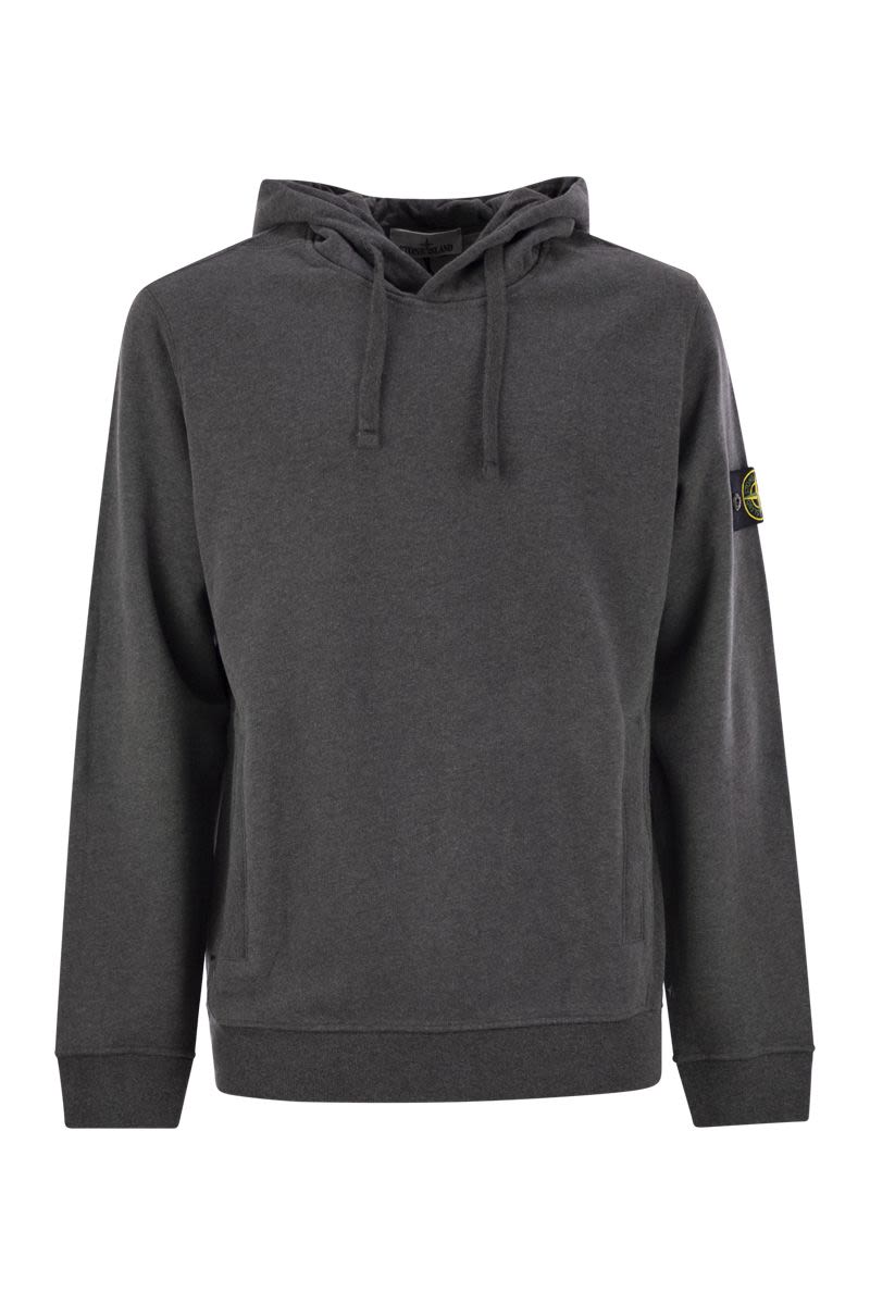 STONE ISLAND Urban Cotton Hoodie with Iconic Badge