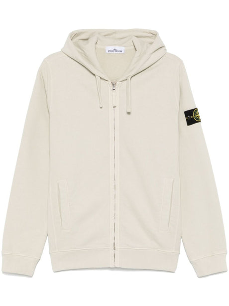 STONE ISLAND Men's Logo Cotton Hoodie - Cloud White