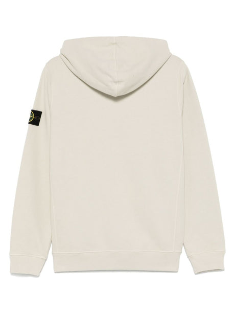 STONE ISLAND Men's Logo Cotton Hoodie - Cloud White